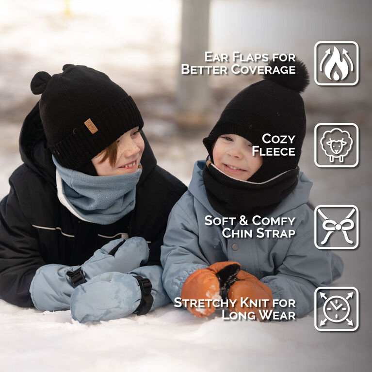 Kids Bear Knit Hats | Jet Black Kids Bear Knit Hats | Jet Black