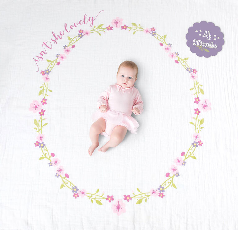 Lulujo - Baby's 1st Year - Monthly Milestone Photography Background Prop, Blanket and Cards Set - Isn't She Lovely