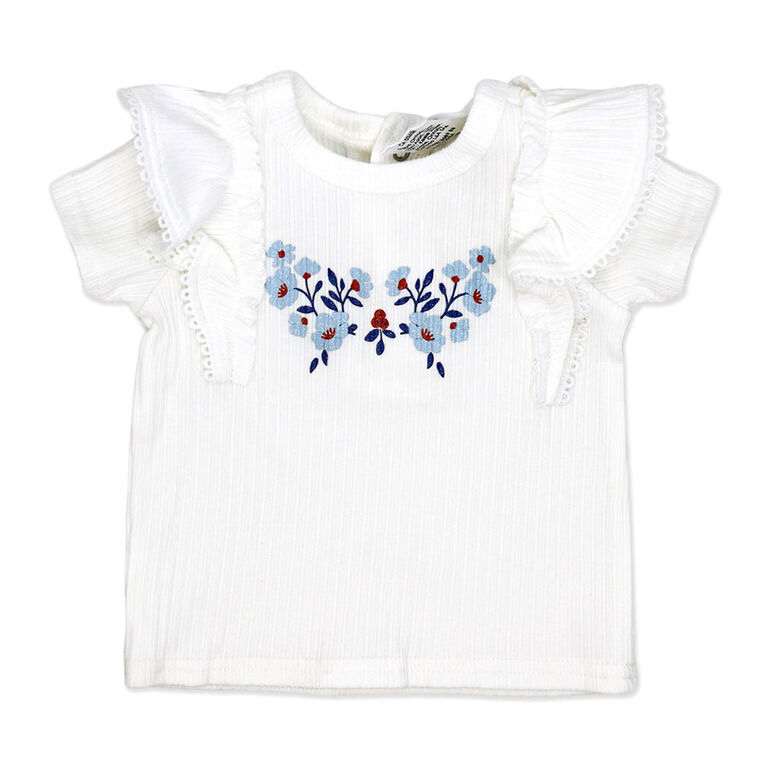 Baby Mode  3 Piece Pant Set: Blue Floral
