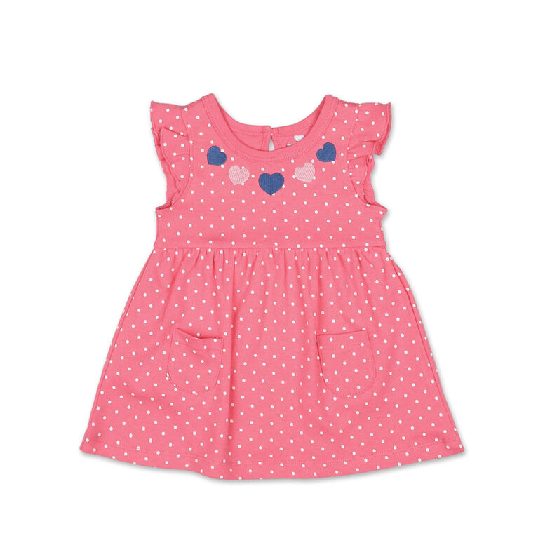 Koala Baby Short Sleeve Pink Heart Polka Dot Dress - 6 to 12 months