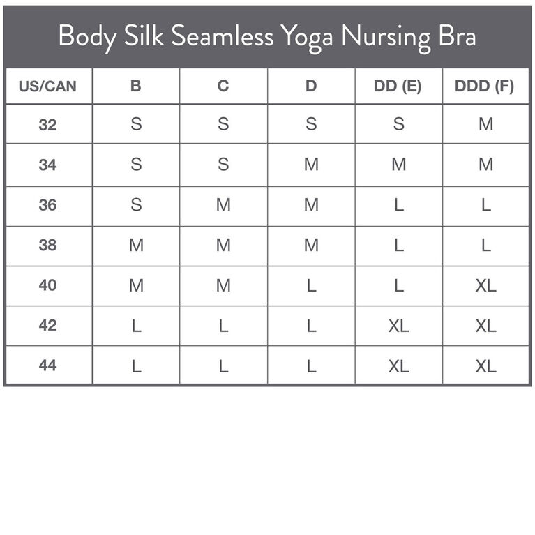 Soutien-gorge d'allaitement pour yoga Body Silk Seamless - Charcoal, Moyen.