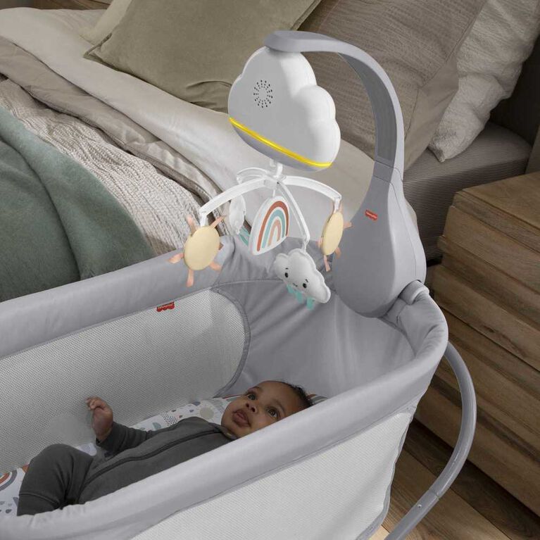 Fisher-Price Nuages Apaisants mobile musical pour lit bébé avec détecteur  de pleurs, sons et lumières, transformable en veilleuse, dès la naissance