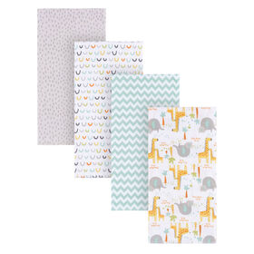 Gerber Childrenswear - Paquet de 4 couvertures de réception en flanelle - Jungle