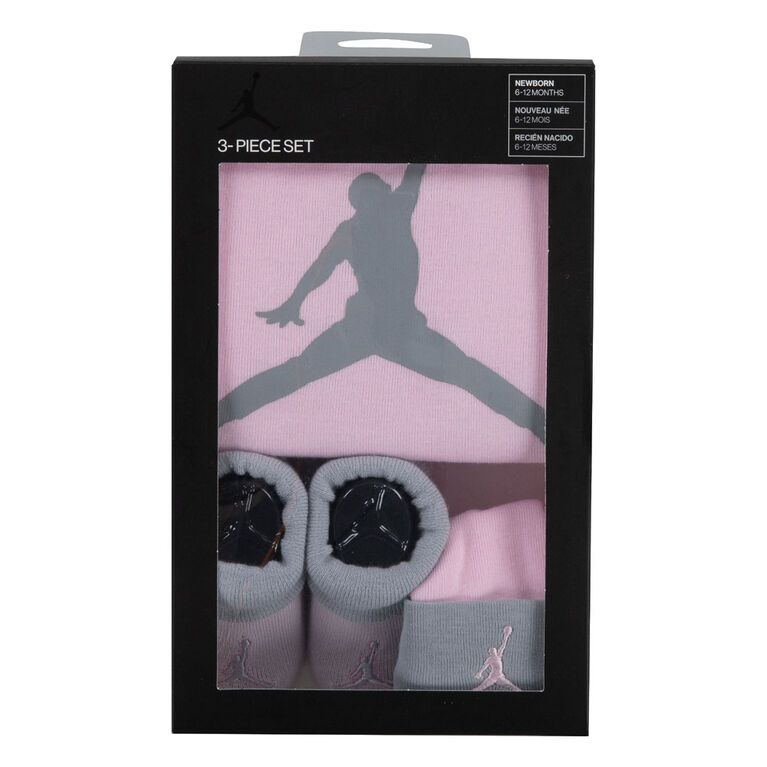 Jordan Jumpman Bodysuit, Booties, and Hat Set - Pink -  0/6 Months