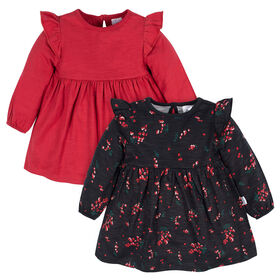 Gerber Childrenswear - 2 Pack Babydoll Dress - Girl - Holly Berries