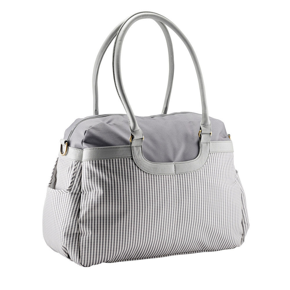 JJ Cole Satchel Baby Diaper Bag Grey Circle Stripe Babies R Us Canada