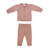 Rock a Bye Baby Pink Knit Cardigan with Frill Collar & Trouser 6-12M