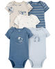 Carter's Five Pack Short Sleeve Bodysuits Blue 