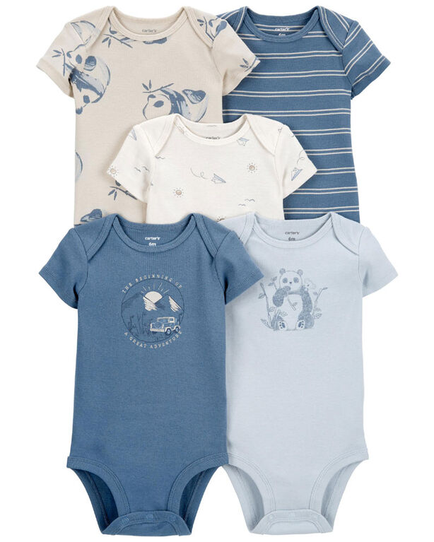 Carter's Five Pack Short Sleeve Bodysuits Blue 