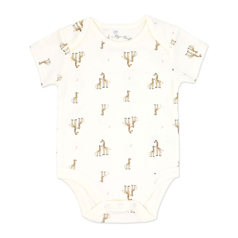 Rock a Bye Baby 5 Piece Ribbed Velour Set: White Giraffe 0-3M