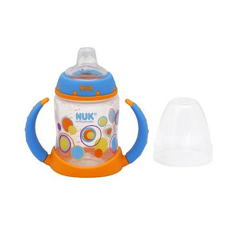 Gobelet d'apprentissage à pois Trendline Nuk Gerber bec en silicone 5 oz - bleu et orange