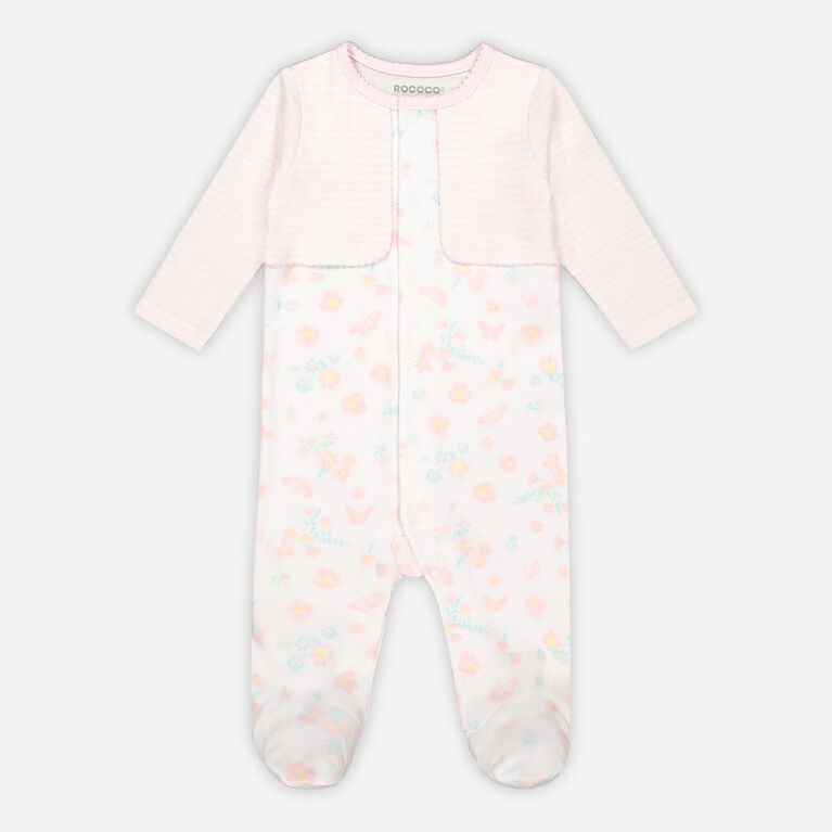 Rococo Footed Sleeper Pink 0/3M