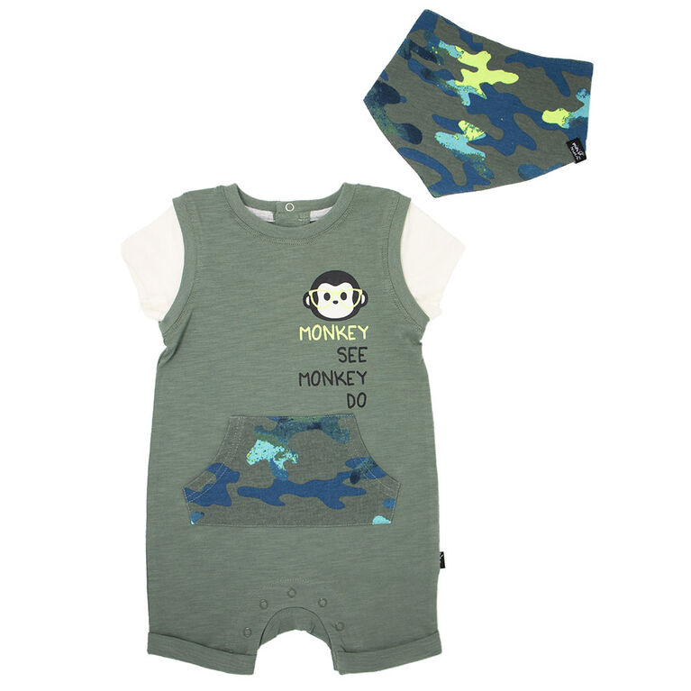 Mini Heroes 2pc Romper Set - Grey - NB