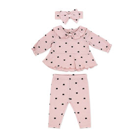 Baby Mode Ensemble 3 pièces legging et bandeau : nœud rose 3M
