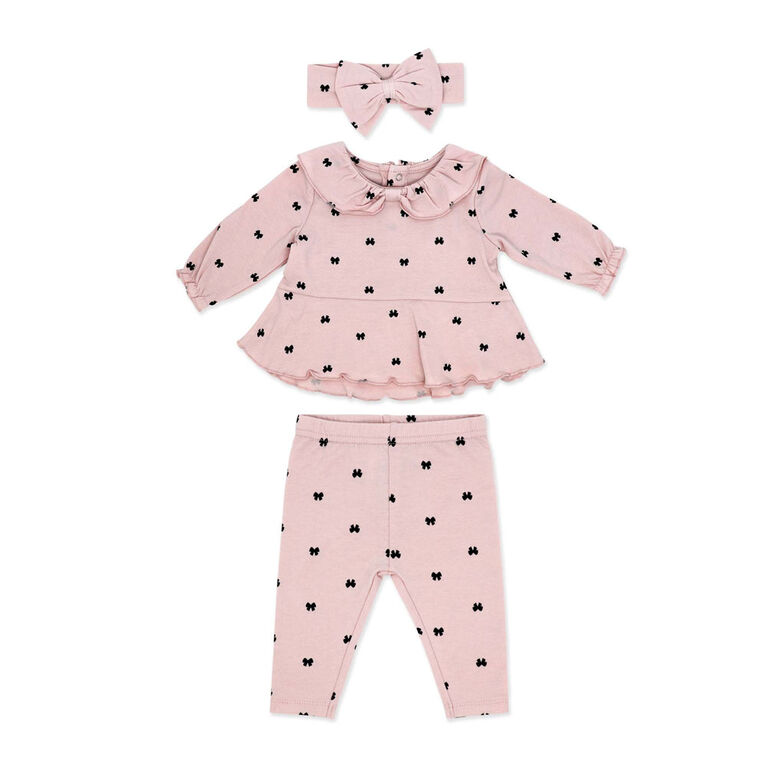 Baby Mode Ensemble 3 pièces legging et bandeau : nœud rose 3M