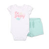 Koala Baby Pastel Rainbow Be Happy Bodysuit/Shorts 2 Piece Set, 12 Month