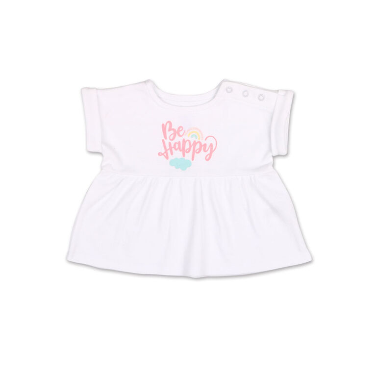 Koala Baby Pastel Rainbow Be Happy Rolled Sleeve Top/Legging 2 Piece Set, 0-3 Months