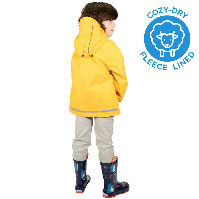 Kids Fleece Lined Rain Jackets  | Yellow - 4T (4-5Y)