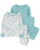 Carter's Four Piece Stars Cotton Blend PJs Teal  4T
