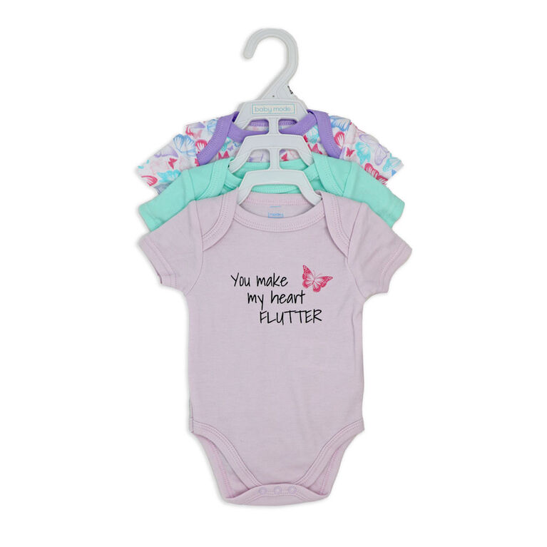 Baby Mode 3 Pack Bodysuit: Purple Butterfly