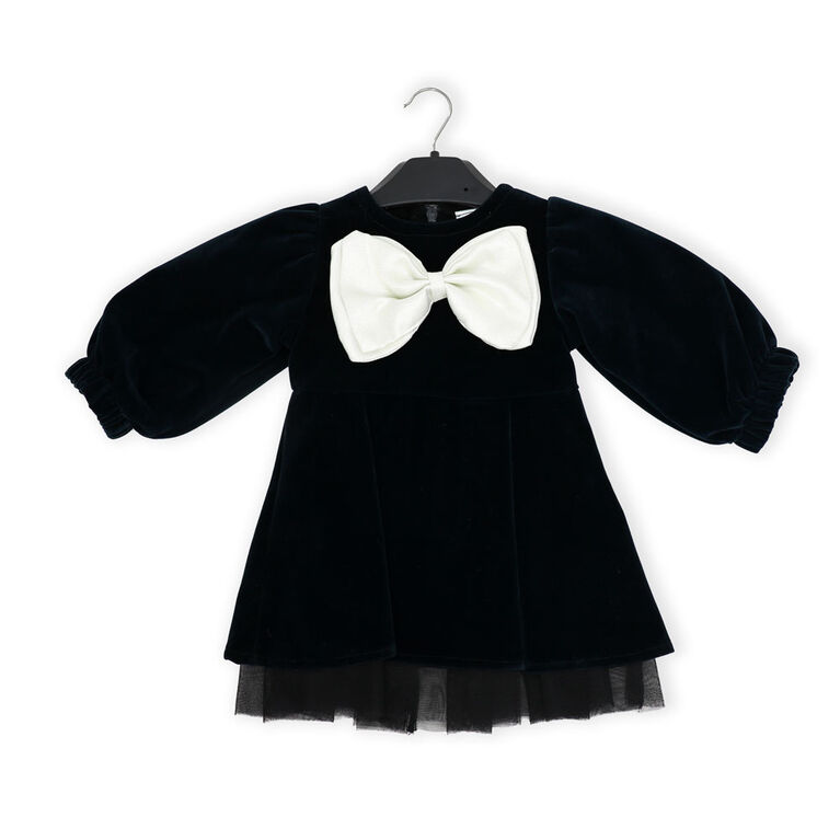 Baby Mode Signature Robe en velours noir avec nœud Baby Mode Signature Robe en velours noir avec nœud
