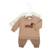 Baby Mode 3 Piece Fleece Jogger Set:Brown Dog 3M