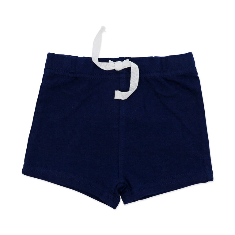Mini Hop 3 Piece Navy Short Set: Dog 