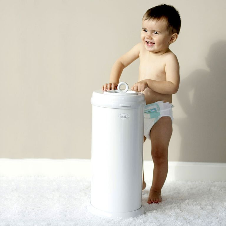 Ubbi Stainless Steel Diaper Pail - White