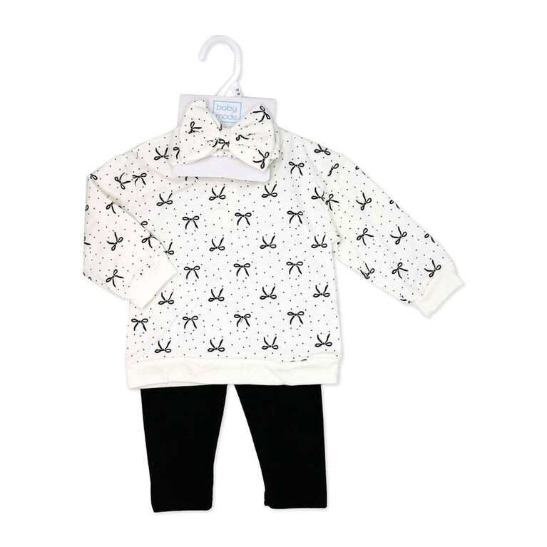 Baby Mode Ensemble 3 pièces pull-shirt oversize et legging : Noir à fleurs