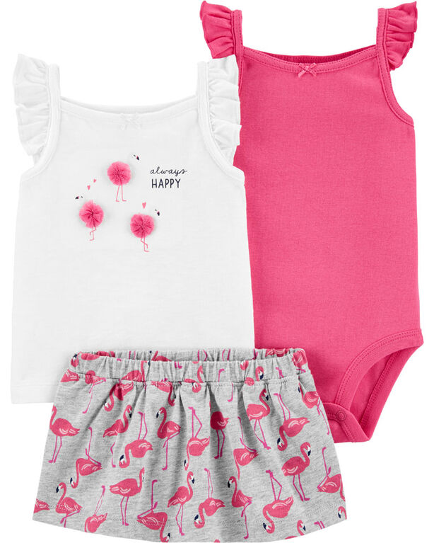 Carter's 3-Piece Flamingo Diaper Cover Set - Pink/White, Newborn