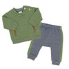 Baby Mode  2 Piece Quilted Jogger Set: Green Heather