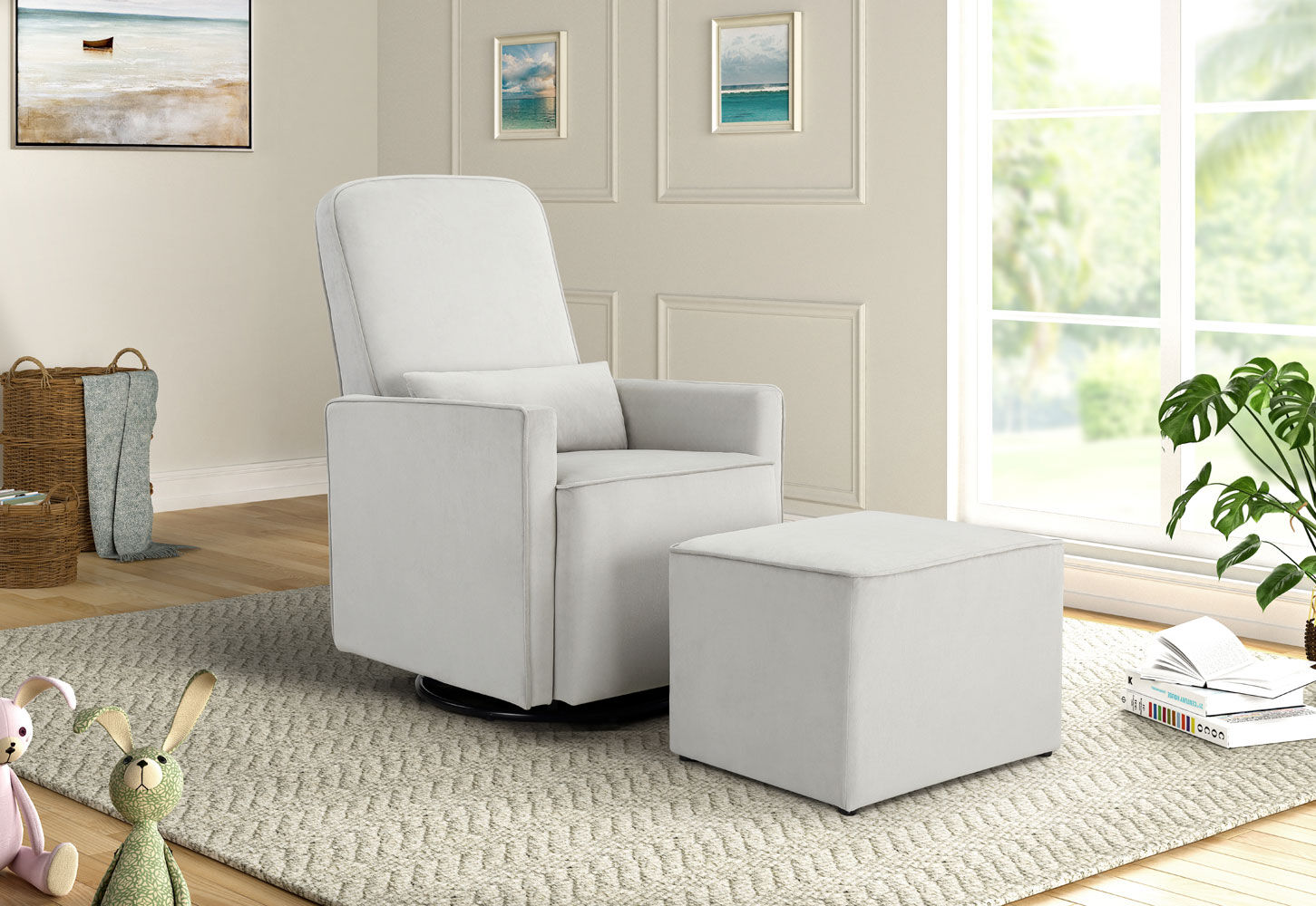 swivel glider with ottoman