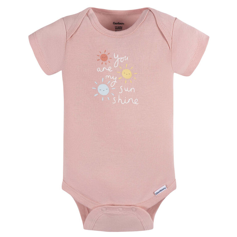 Gerber Childrenswear    Lot de 3 body manches courtes Rose+Jaune  Nouveau-Né