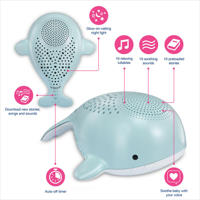 VTech BC8312 Wyatt the Whale Storytelling Soother with Glow-on-Ceiling Night Light