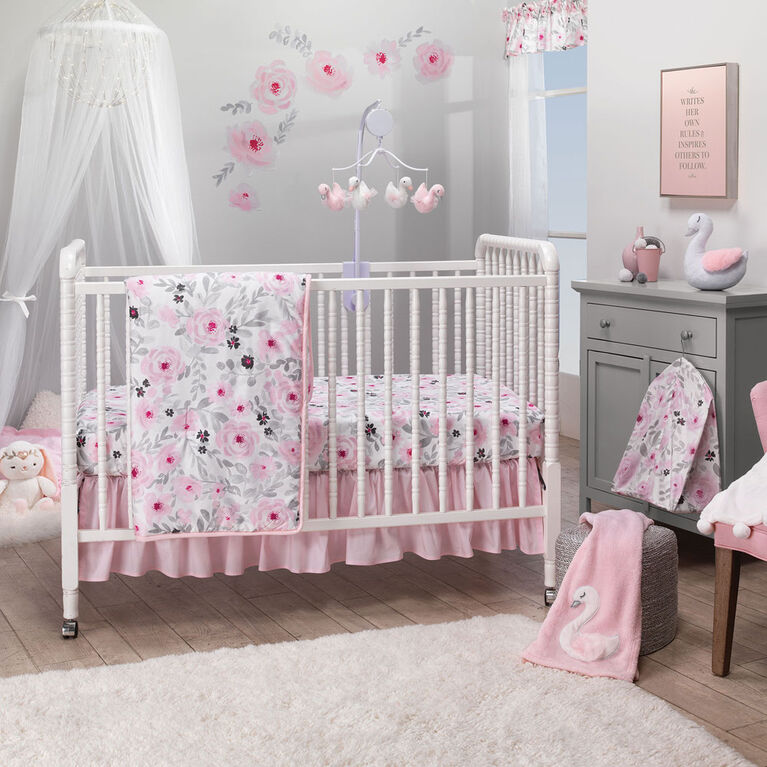 Couverture pour bébé cygne rose/blanc Fleurs Bedtime Originals.