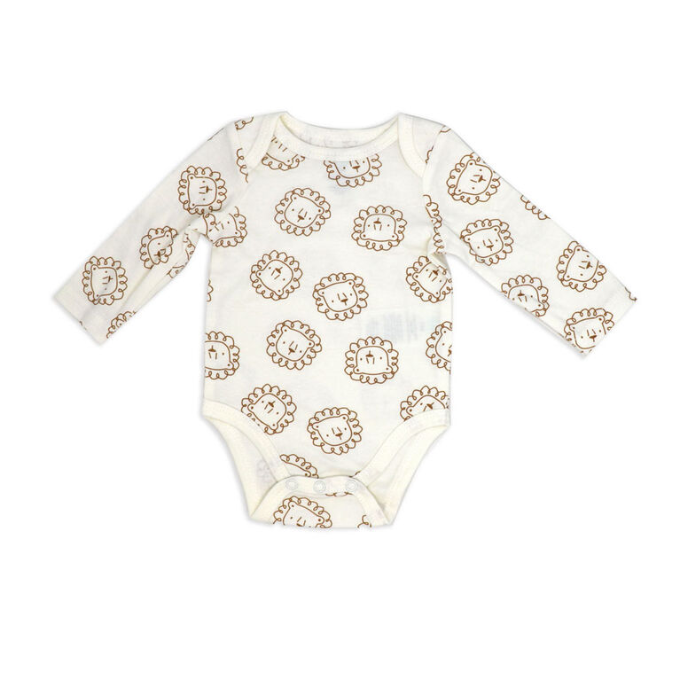 Baby Mode 3 Piece Sherpa Jumper Set: Brown Lion