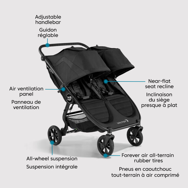 Baby Jogger City Mini GT2 All-Terrain Double Stroller, Jet Black