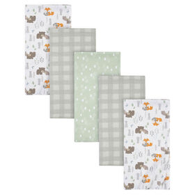 Gerber 5 Pack Flannel Receiving Blanket - Woodland Fox