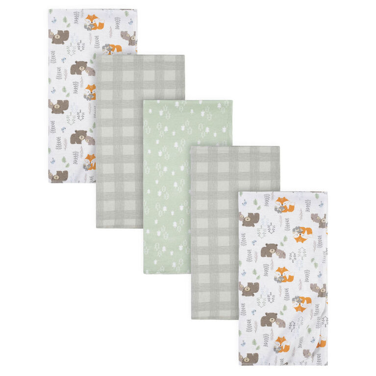 Gerber 5 Pack Flannel Receiving Blanket - Woodland Fox