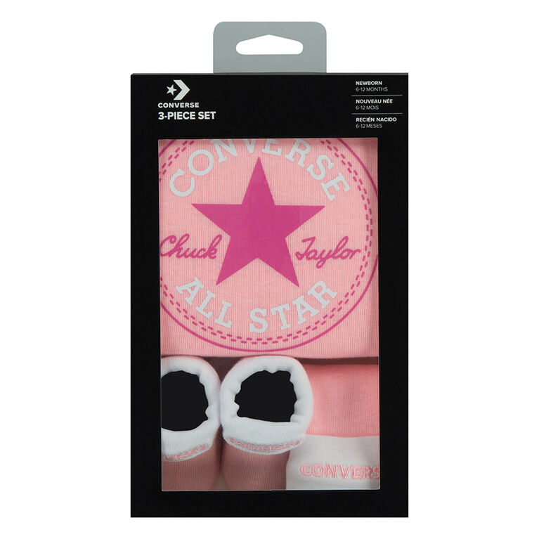 Converse 3 Piece Creeper Set - pink - 0/6m