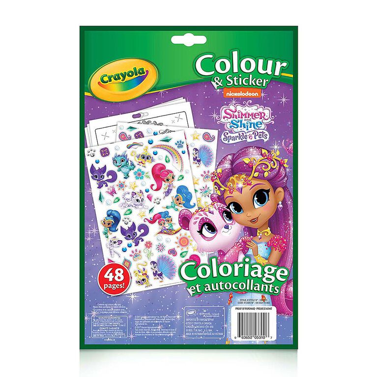Crayola Colour & Sticker Book, Shimmer & Shine Sparkle Pets Toys R