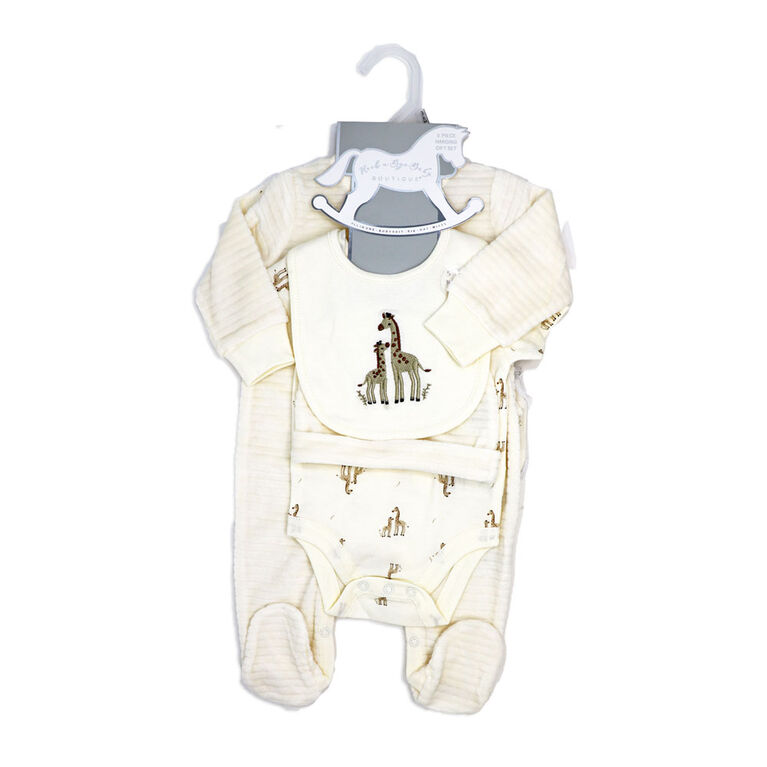 Rock a Bye Baby Cream Giraffe Velour 5 Piece Gift Set