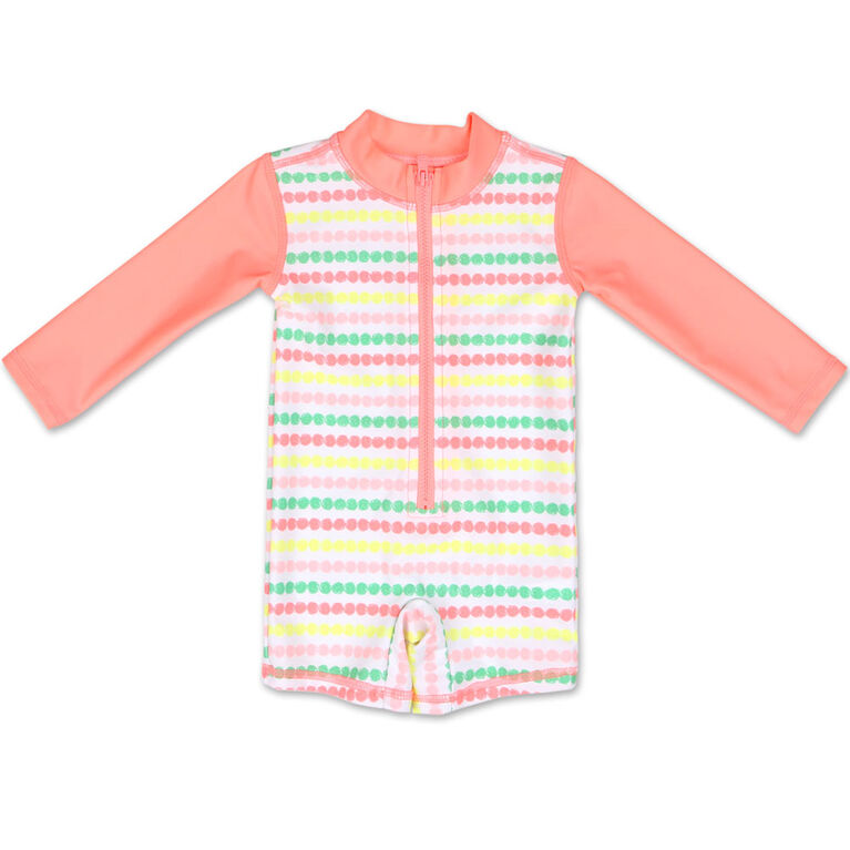 Koala Baby Long Sleeve 1Pc Coral Stripe Romper, 12 Months