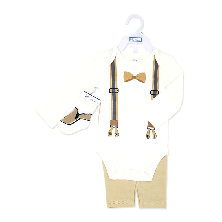 Baby Mode 3 Piece Dress-Up Set: Brown 3-6M