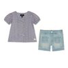 7 For All Mankind 2 Piece Denim Bermuda Set, Lavender Mist