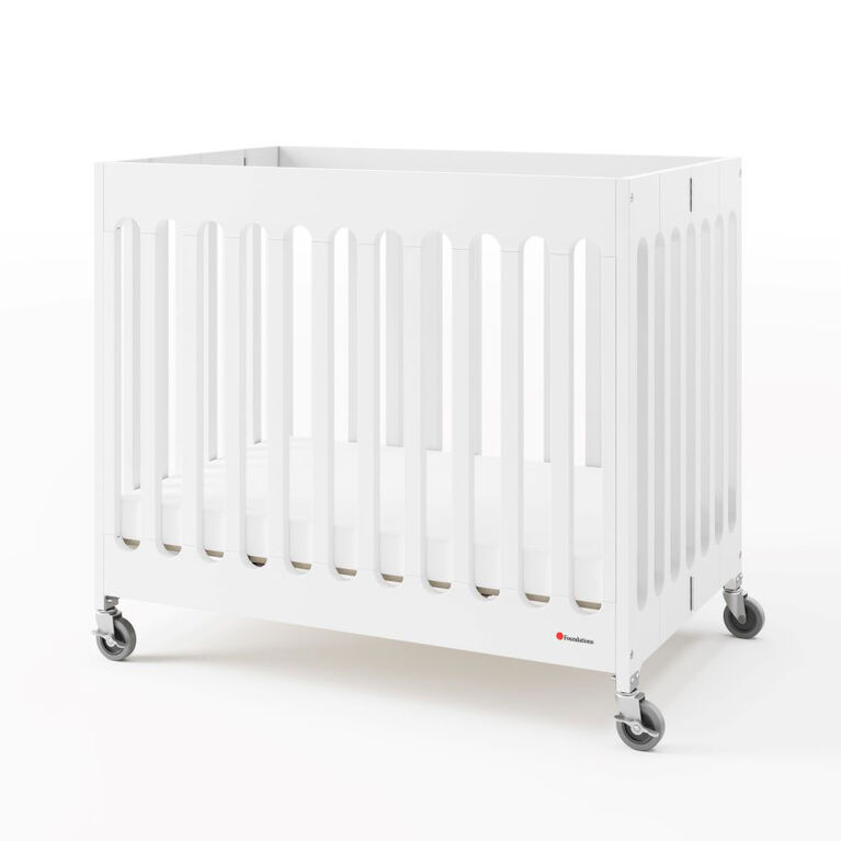 Mini Compact Crib with Mattress, White