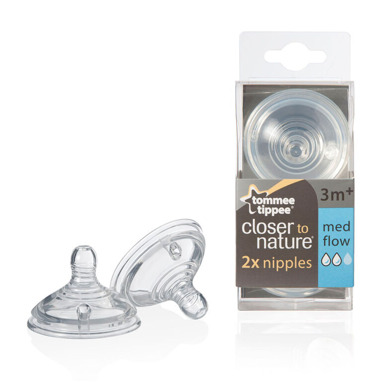 Tommee Tippee Closer to Nature T&eacute;tines &Agrave; D&eacute;bit Moyen - paquet de 2