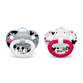 Suces orthodontiques NUK Disney Mickey Mouse et Minnie Mouse, 6 &agrave; 18 mois, paquet de 2.
