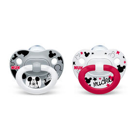 NUK Orthodontic Pacifiers, 6-18 Months, 2-Pack - Mickey Mouse and Minnie Mouse