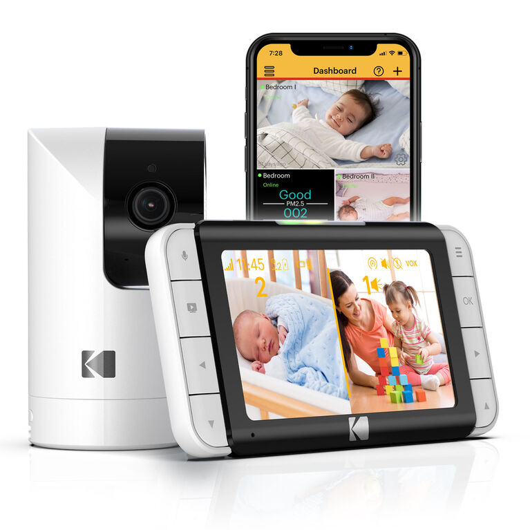 Kodak Cherish C525P Smart Video Baby Monitor, High-Quality Video For Clear And Confident Check-Ins, User-Friendly Setup And Use And Battery-Life Lasting Through Naptimes Or The Whole Night